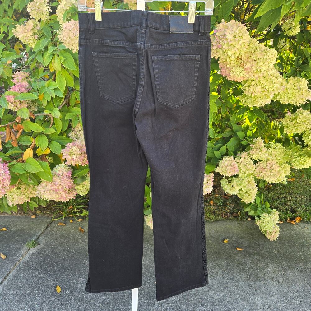 Lauren Jeans Co Beaded Jeans Black Southwestern Bootcut Ralph Lauren sz 4 Petite